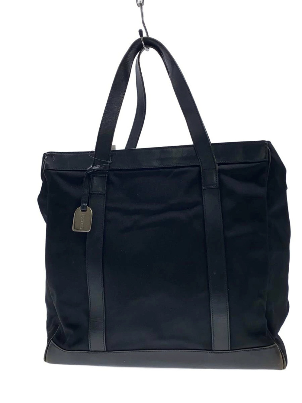 Gucci black leather trim tote bag dual shoulder straps